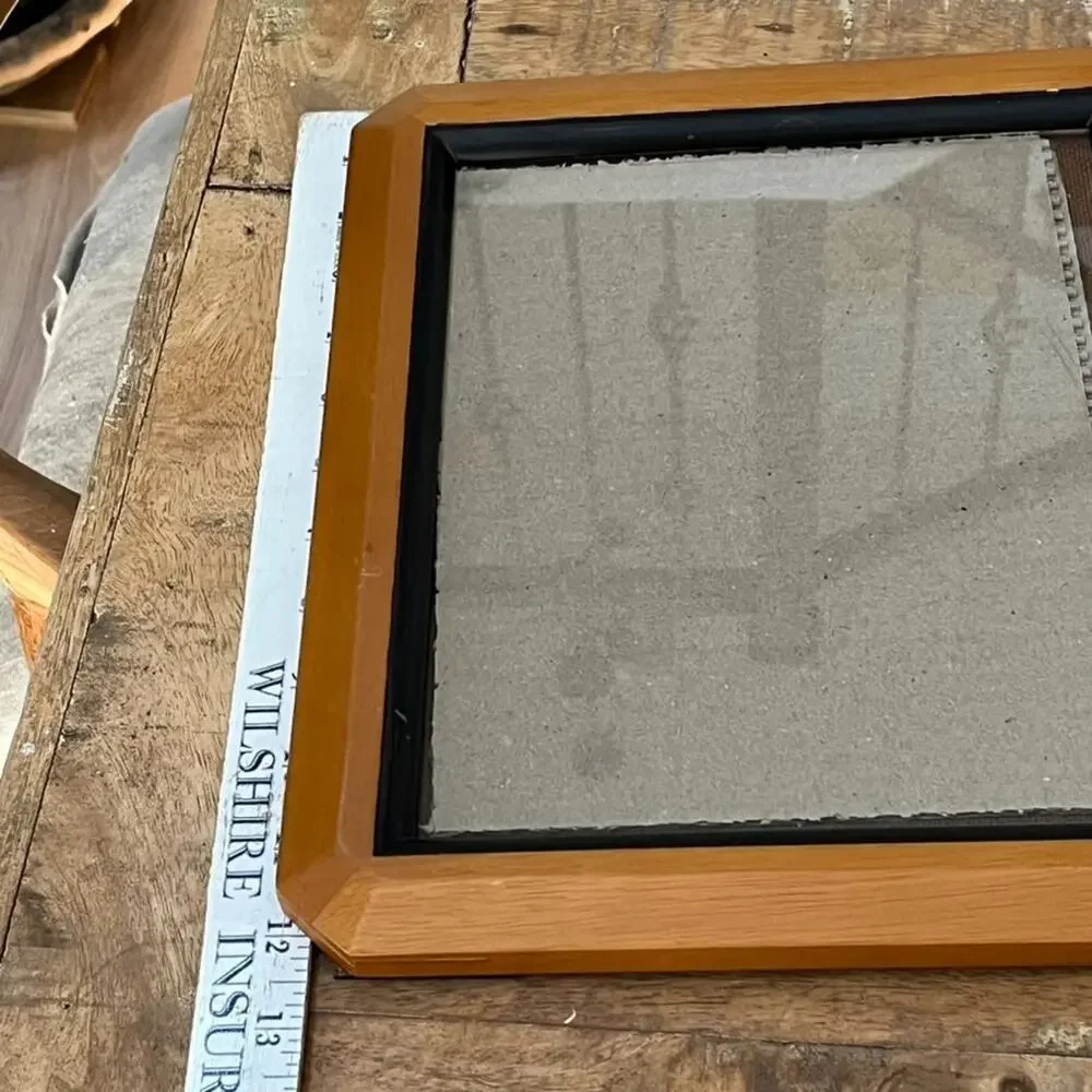 Vtg Wooden Picture Frame Fits 8x10 Photos Light Wood and Black Trim MCM